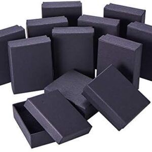 NBEADS 12 Pieces Black Jewellery Box, Cardboard Gift Box DIY Crafts for Earrings Pendant Necklace Display and Packaging, 9 x 7 x 3 cm
