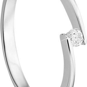 orovi Women’s Engagement Ring Solitaire Gold Ring Diamond 9 Carat (375) with Diamonds 0.05 CRT White Gold Ring with Diamonds