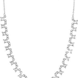 Sudemota collana Collana con colletto di lusso in argento sterling 925 con zirconi viola dorati, collana da donna, gioielli costosi di tutte le gemme (Size : Silver Clear)