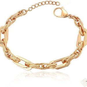 Generico Women’s 18K Gold Chain Bracelet – Elegant Double Link Adjustable Luxury Daily Look Christmas Party Gift