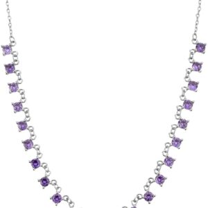 Sudemota Luxury 925 Sterling Silver Gold Purple Cubic Zirconia Collar Necklace Necklace Women Necklace Expensive Jewelry of All Gemstones (Size : Silver Purple)