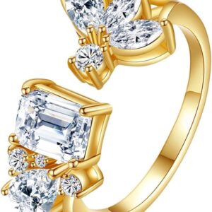 Wycian Natural Moissanite Engagement Ring 14K Gold No Metal (Fashion Only) Cubic Zirconia Size 45 (14.3) Modern Sister Thanksgiving Personalized