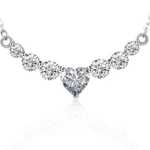 Wife Mother’s Day Gift Heart Shape Wedding Necklaces Moissanite Bride Pendant