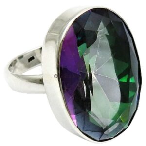 Wedding Band Genuine Mystic Topaz Gemstones, Handmade Sterling Silver Her Jewelry, Promise Ring, Cocktail Ring, Birthday Gifts (Mistical Topaz)