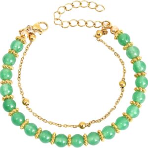 Sparkling Set for Women Natural Stone Beads Double Layer Bracelet for Women Expensive Watch, One Size, Plastic, No Gemstone