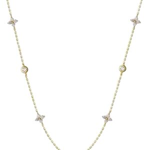 Vauki Women’s Necklaces Gold Plated, Cubic Zirconia Choker Flowers Petals Four Leaf Clover, Adjustable Necklace Choker, Hypoallergenic Waterproof, Fashion Jewelry, Elegant Luxury Gift