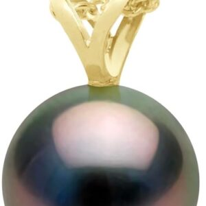 Pearls & Colors Round Necklace with Tahitian Cultured Pearl Quality A + 18ct Gold and Chain