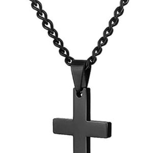 PULABO Mens Titanium Steel Big Crucifix Cross Pendant Necklace Chain Jewelry Unisex