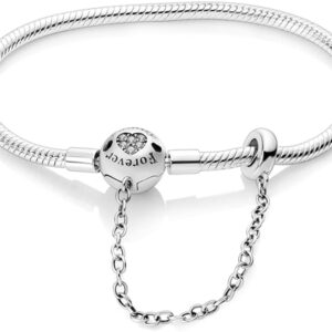 Pandach Women’s Bracelet with Heart Clasp 925 Sterling Silver Wonderful Silver Jewellery Elegant Gift Idea for Fashion Women