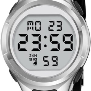Women’s Watch with Silicone Strap, Digital Watch with Alarm, Stopwatch, Date, Light