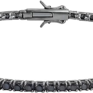 Sakrami Burnished Tennis Bracelet in 925 Silver with Black Zircons for Men Boyfriend and Friend Customisable Box with Dedication