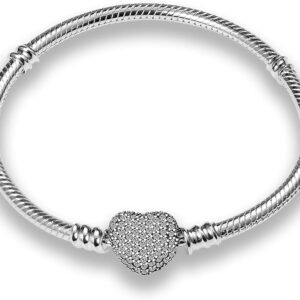 Pandach Women’s Bracelet with Heart Clasp 925 Sterling Silver Wonderful Silver Jewellery Elegant Gift Idea for Fashion Women
