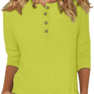 Women’s T-Shirt with Three Quarter Sleeves Casual Cut Comfortable and Stylized for a Modern Summer and with Deep V Neck