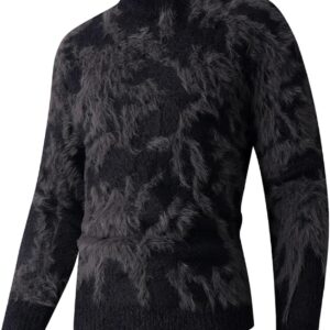 Winter Long Knitted Sweater with Coconut Jacquard Thermal Top Crew Neck Elegant and Comfortable for Cold Weather