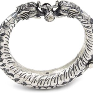 The Elephant Engraved the Oxidized Gypsy Bracelet of Vintage Style Hallmarked Antique Silver 925 for Tribal Vintage Bracelet Handmade, Tibetan Silver